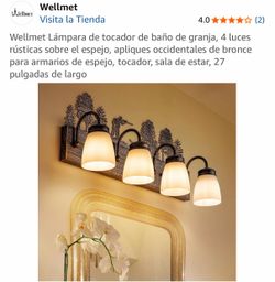 (#88183) Wellmet 4-Light Rustic Bronze Vanity Light Bar