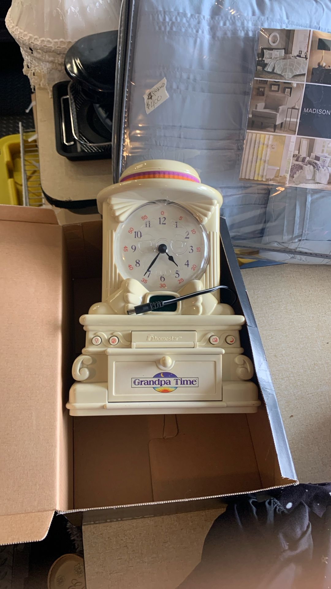 Old clock with cassette player