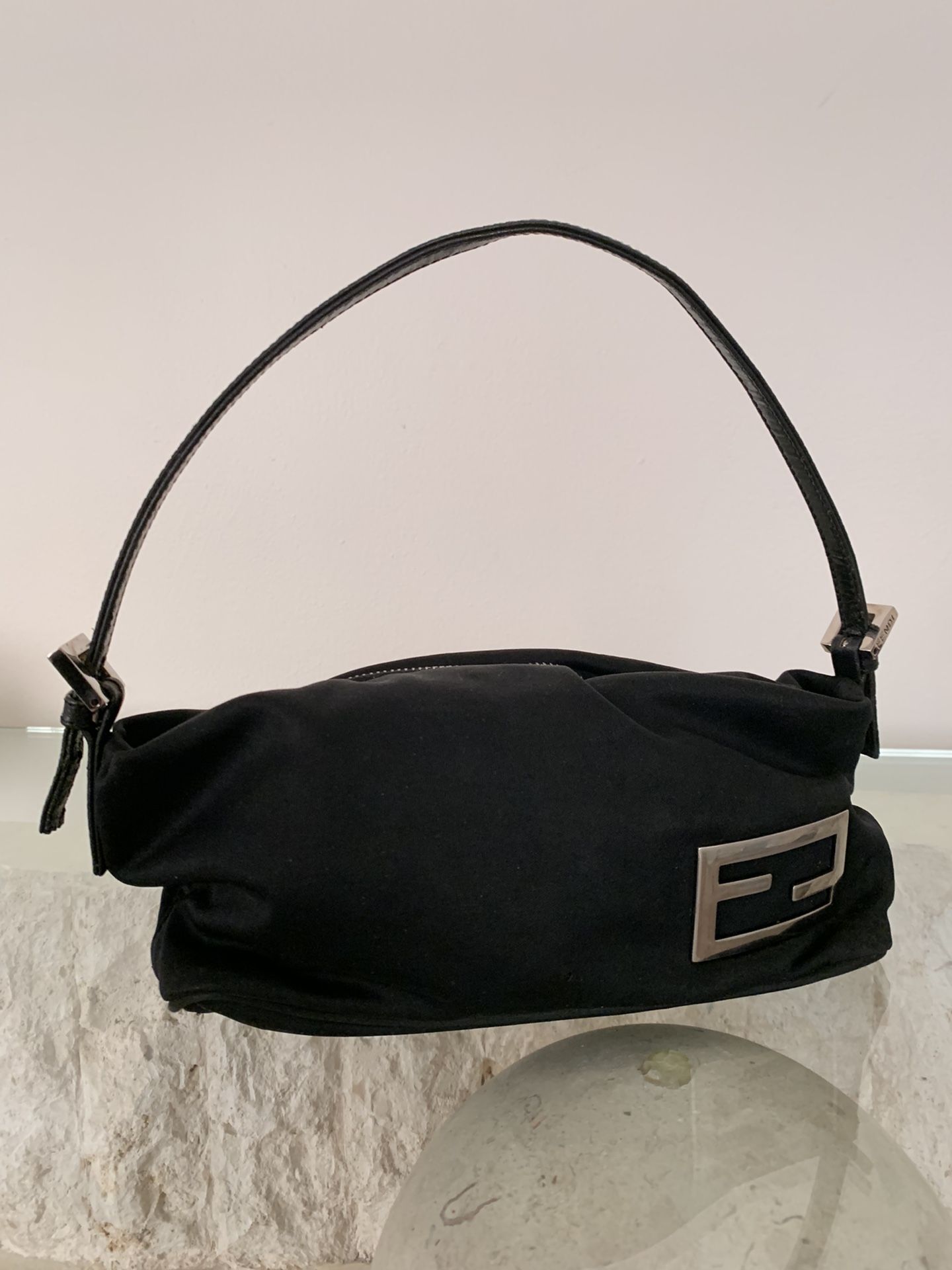 Fendi Black Nylon Neoprene Pochette Mini Shoulder Bag Purse