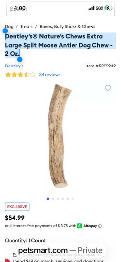 Dentley's® Nature's Chews Extra Large Split Moose Antler Dog Chew - 2 Oz.