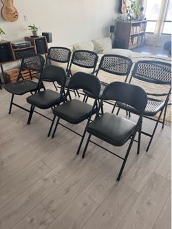 Set of 8 Black Folding Chairs (3 Padded, 5 Mesh)