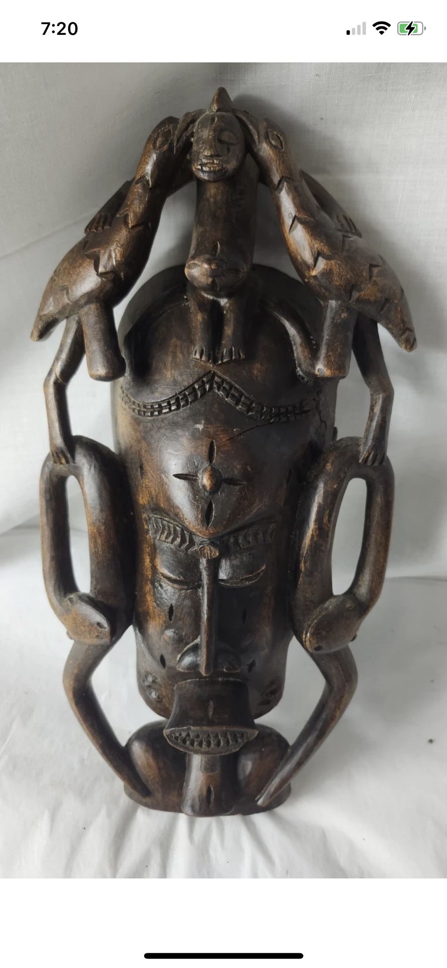 Senufo Kpelie Mask Cote D'Ivoire African Art Face mask 20th Century carved Wood