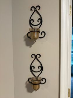 Set of 2 Iron Scroll Wall Candle Sconces