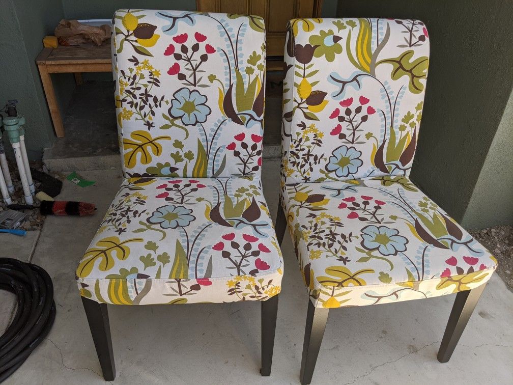 Two Ikea Dining Chairs with removable cover