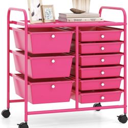 9 Hot pink Rolling Cart 