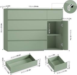 C231 $105  Green Dresser, Dresser for Bedroom, Wide Chest of Drawers Double Wide Storage Chest of Drawers for Closet, Bedroom Dresser with Large Stora