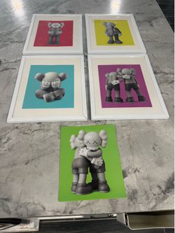 Set of 4 Framed KAWS Prints (8X10)