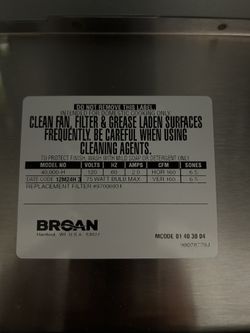 Broan Range Hood