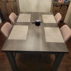 Extendable Gray Dining Table and Chairs