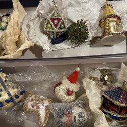 1960’s Sequined Push Pin Ornaments Set Of 10 