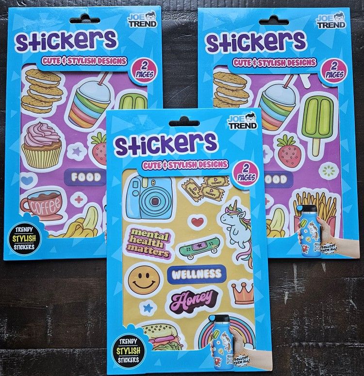 Lot of 3, 6 Pages of Fun Times Children's Trendy, Cute & Stylish Design Stickers