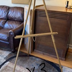 3 Gold Standing Easels for Wedding Event 