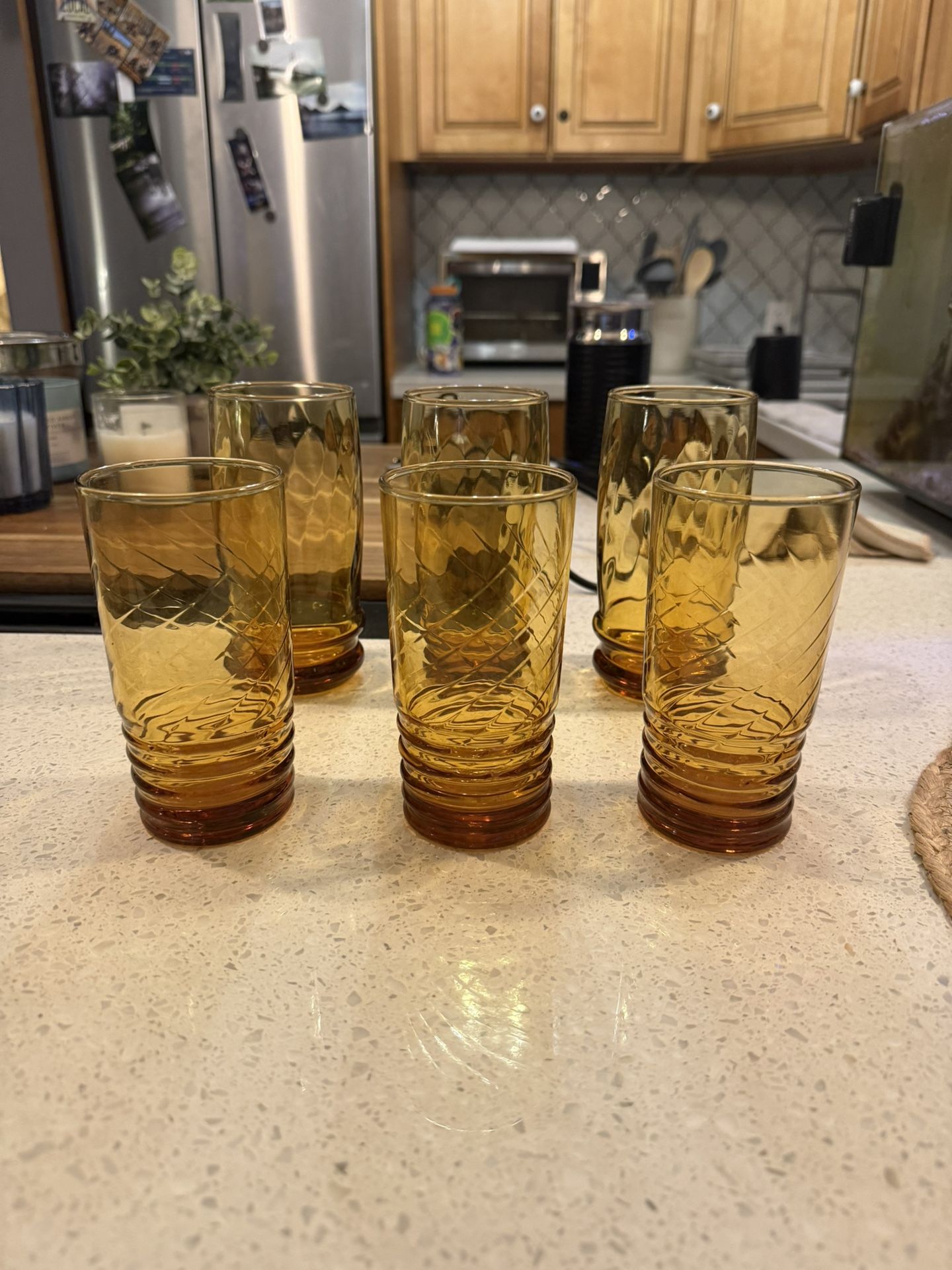 Vintage Amber Glass Cups