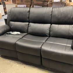 🔥 final sale🔥Ball & Cast Manual Leather Living Room Sofa with Metal Feet and Wood Frame,3 Seats Home Theater Sectional Couch w/Backrest Tilts Backca