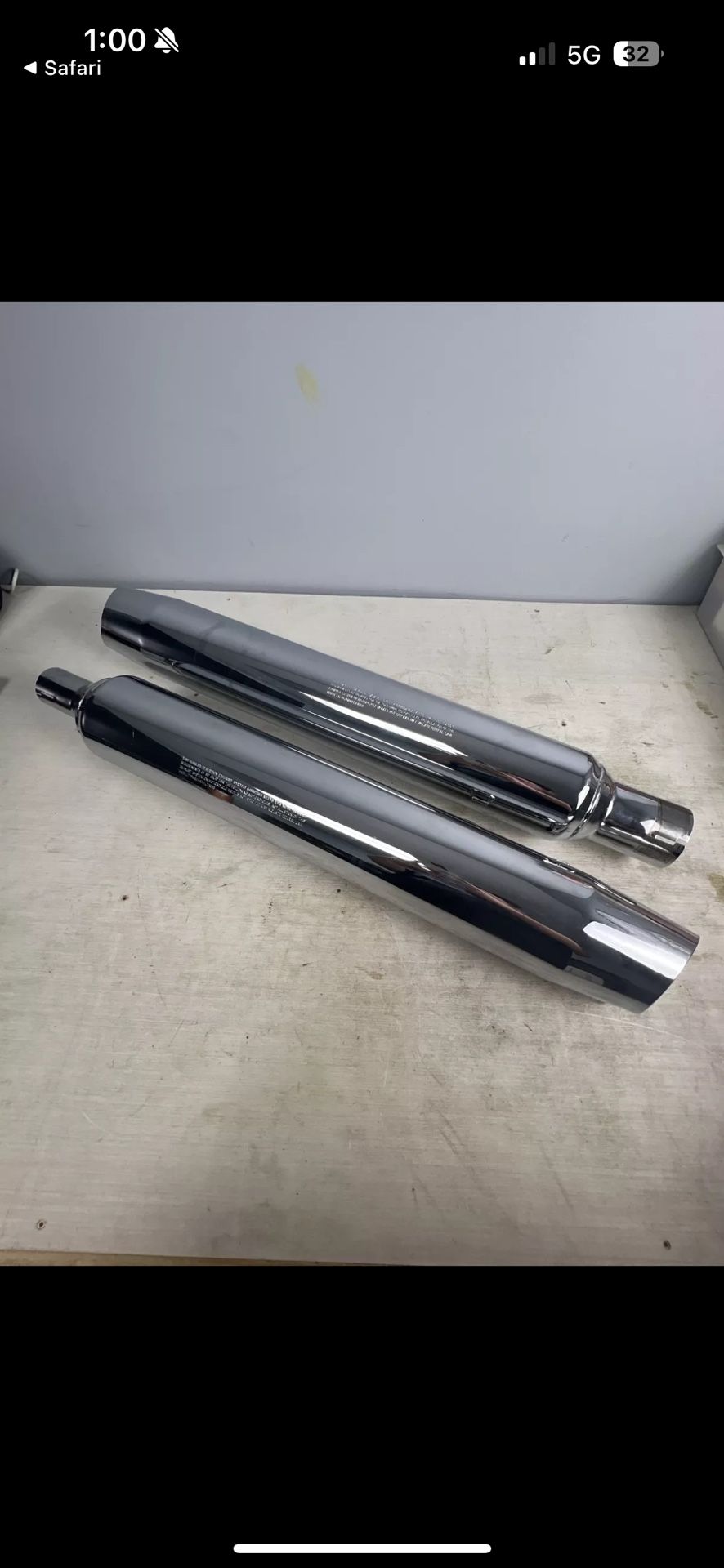 Rinehart Racing Harley Touring Slash Cut Tail Pipes Chrome HARFLT1746