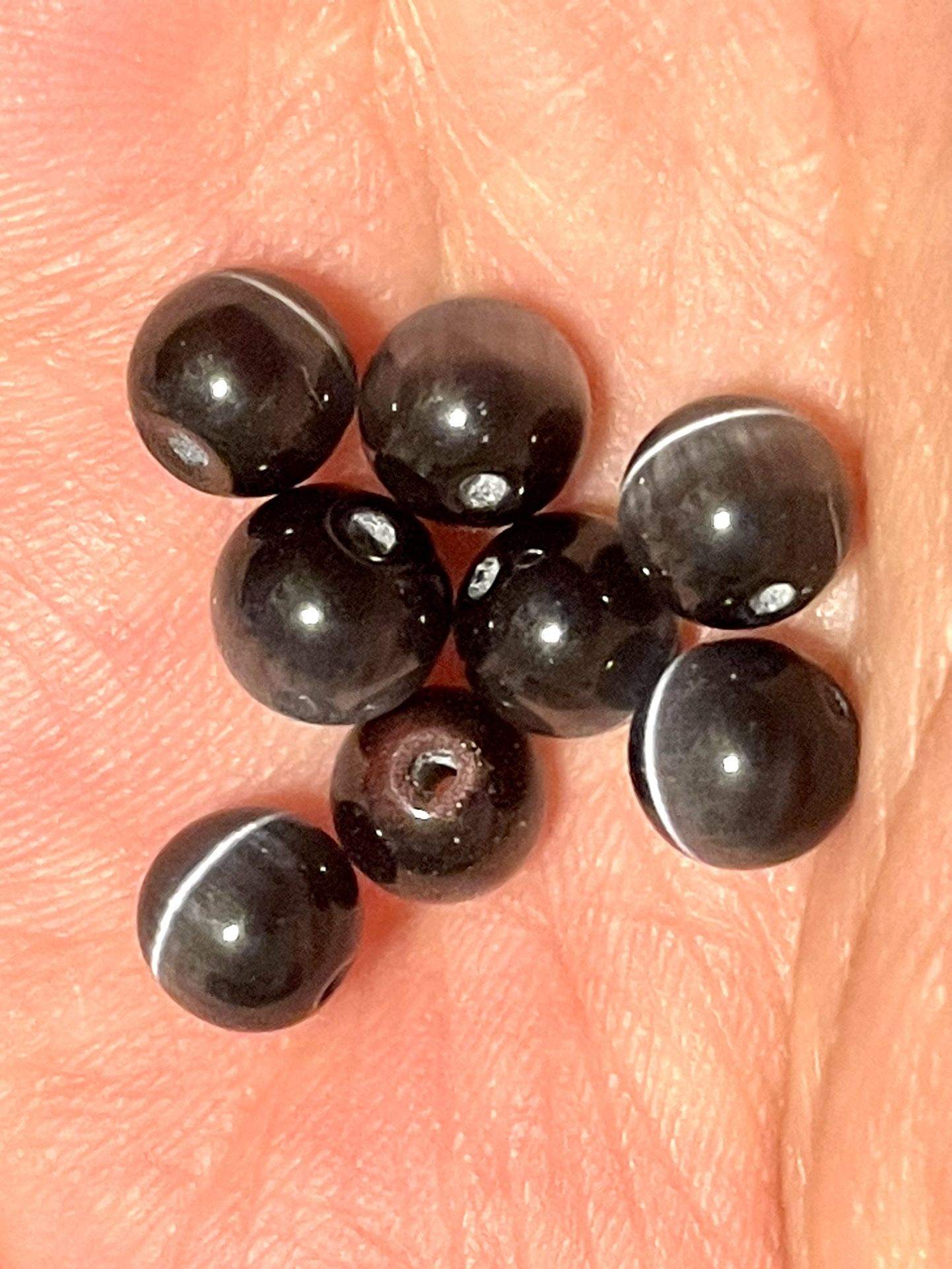Lot Of 72 Black Cats Eye Beads