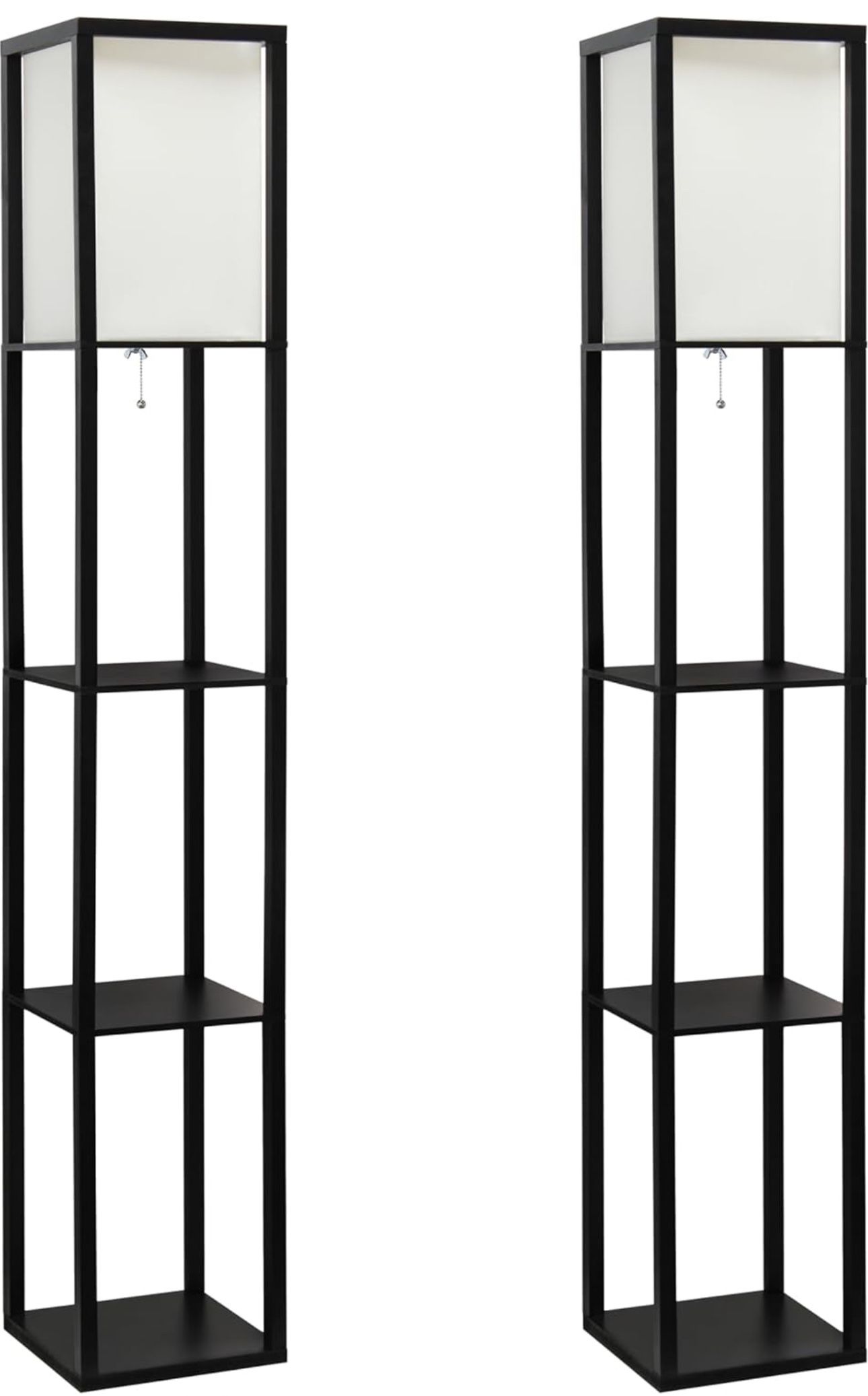 Three Shelf Etagere Organizer Storage Floor Lamp 2 Pack Set