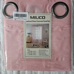 Texted Sheer Grommet Panel Pair  Pink 