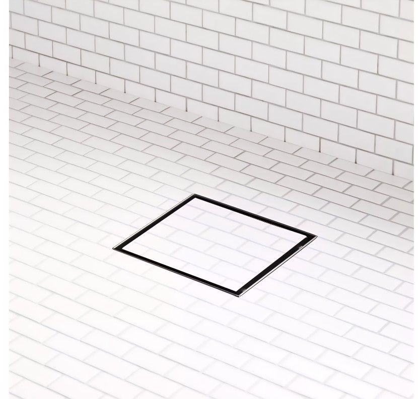 Signature Hardware 4" Cohen Square Tile-In Shower Drain - with Drain Flange - Matte Black