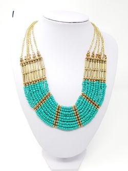 Turquoise Green Blue Gold Necklace