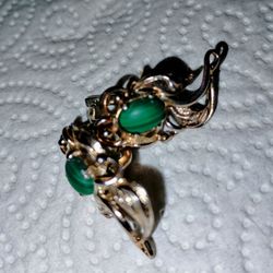 Vintage Soviet Sterling Silver Earrings W/Malachite 