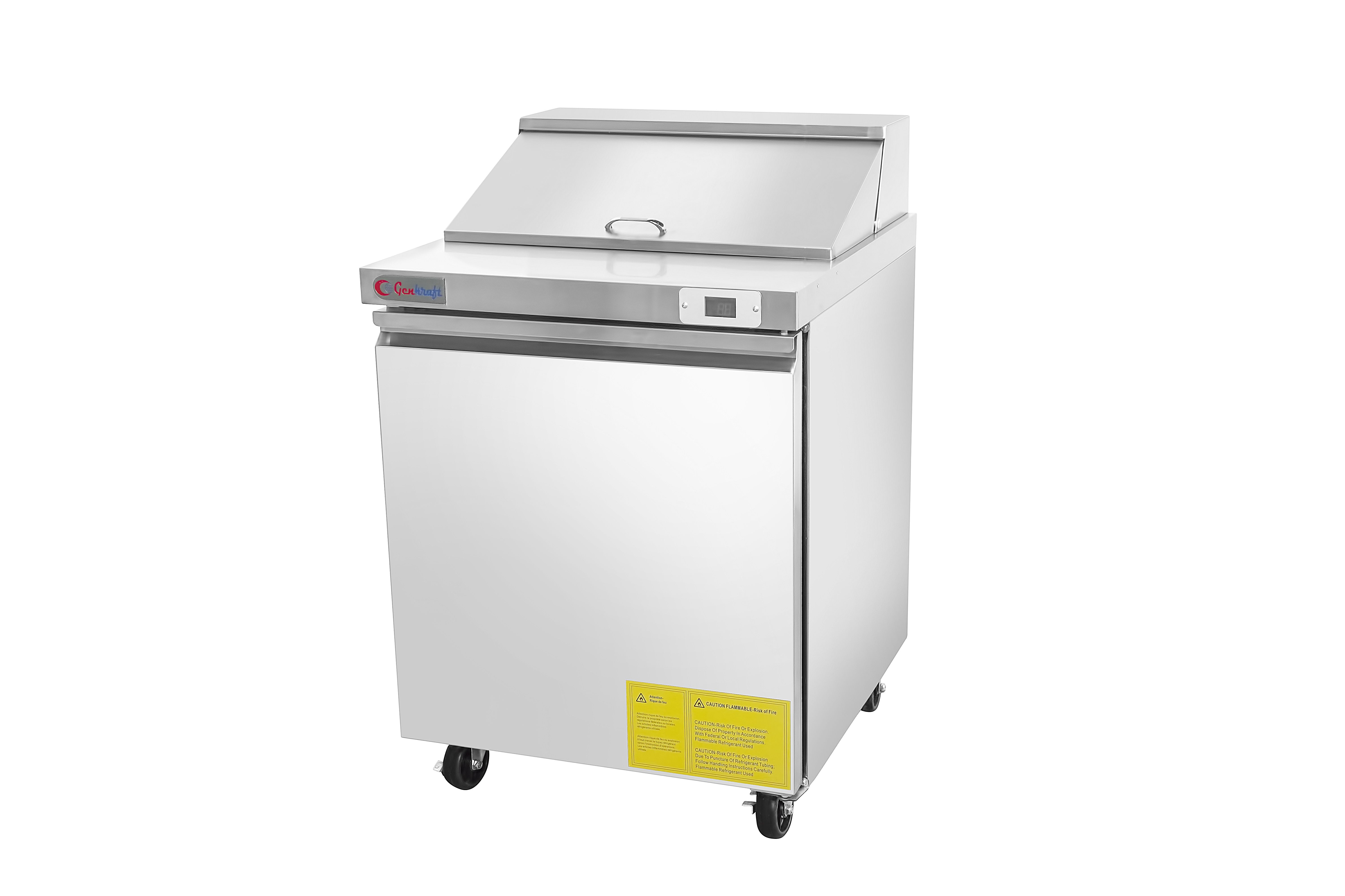 Commercial Refrigerated- Sandwich & Salad Prep Table, 7.6 Cu. Ft Stainless Steel Refrigerated Food Prep Station with 8 Pans.