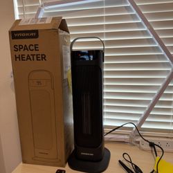 Brand New VAGKRI 24-Inch Oscillating Ceramic Tower Space Heater for Home with Remote Control, Adjustable Thermostat, Timer, Overheat SKU286–S1
