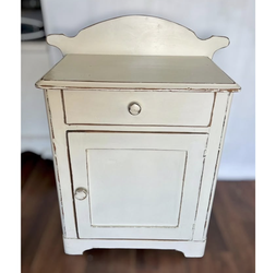 Vintage Antique Victorian Wood Washstand Cabinet with Knapp Joint Drawer