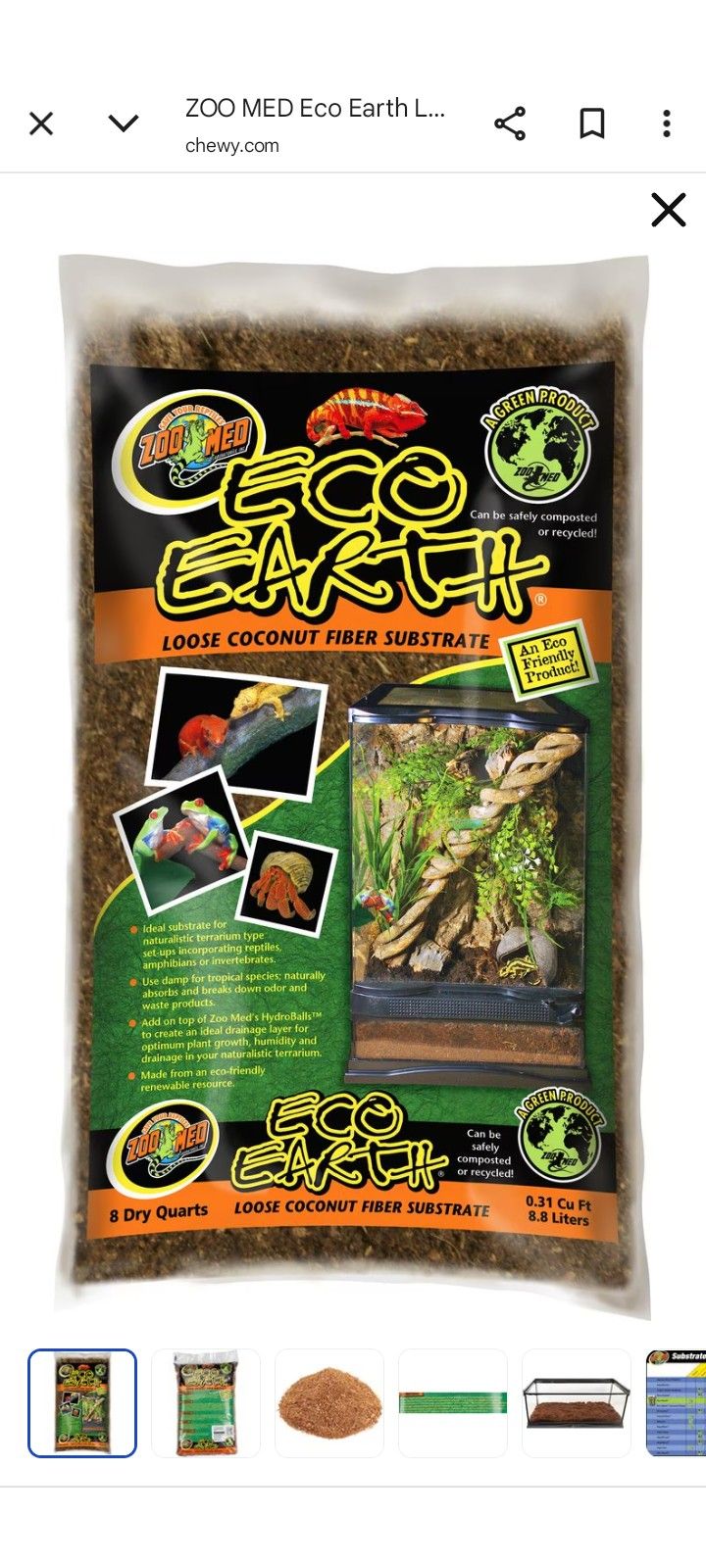 3 bags of EcoEarth Loose Coconut Fiber Substrate (8.8 Liters / 0.31 Cu Ft.)