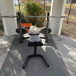 Weight Bench + Weights 