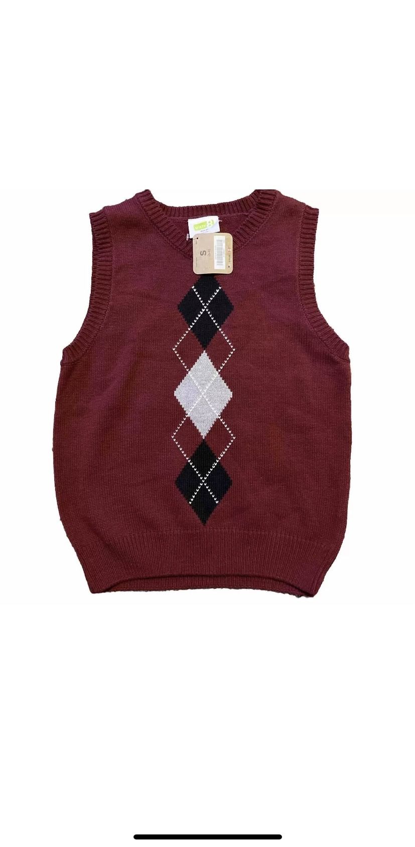 Crazy 8 Boys S (5-6) Burgundy Diamond Sweater Vest (NEW)