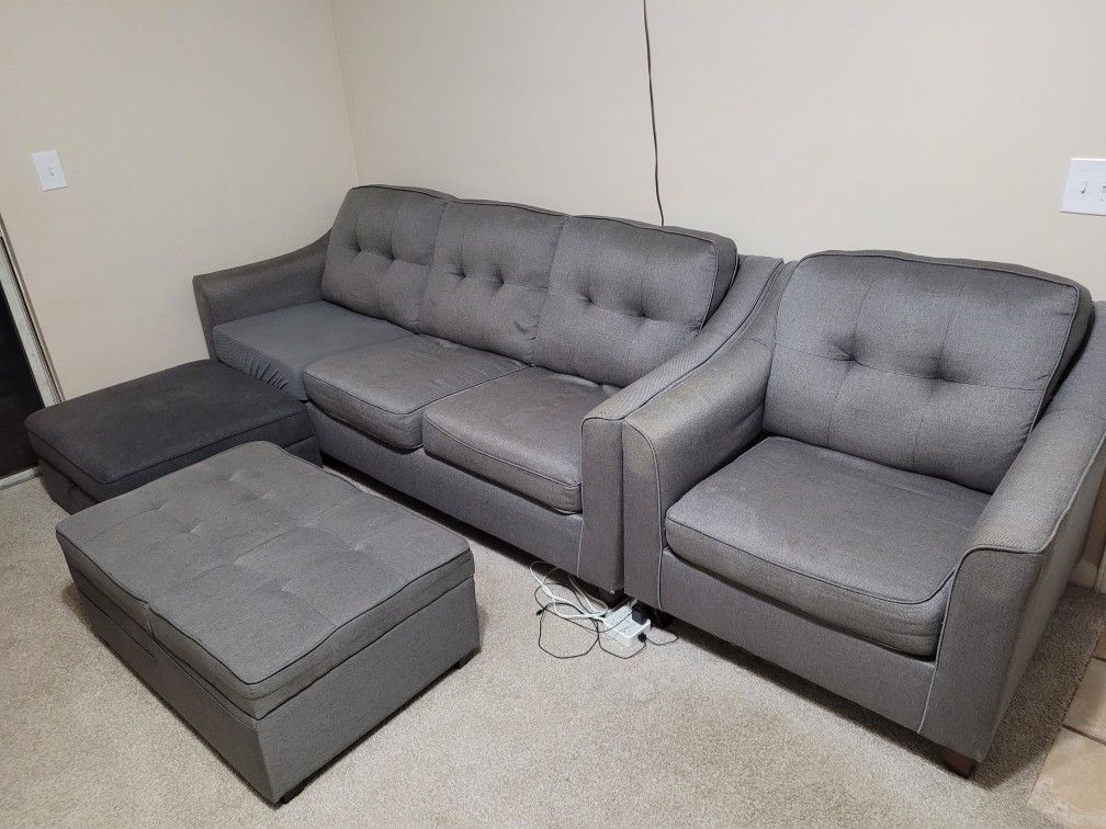 Loveseat Couch Storage Ottoman And Pull Out Mattress All In One