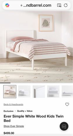Crate&Kids Ever Simple White Wood Twin Bed & Serta Twin Mattress