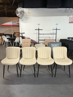 🔥Set of 4🔥Upholstered Dining Chairs PU Leather Wingback Modern Kitchen Dining Room Chair(Beige) $180  Brand new and already assembled  Sweet Home Fu