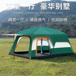 Extra Large Tent 6-10-12-14 Person(A),Family Cabin Tents,2 Rooms,3 Doors and 3 Windows with Mesh,Straight Wall,Waterproof,Double Layer,Big Tent for Ou