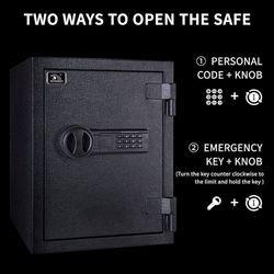 TIGERKING Fireproof Safe,1.24 Cubic Feet Small Steel Money Safe Box Home Safes with Digital Lock for Home and Office