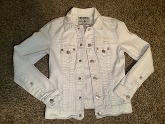 Women's True Religion trucker jacket, color white, size: XS