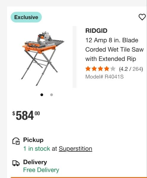 Rigid 8 Inch Tile Saw