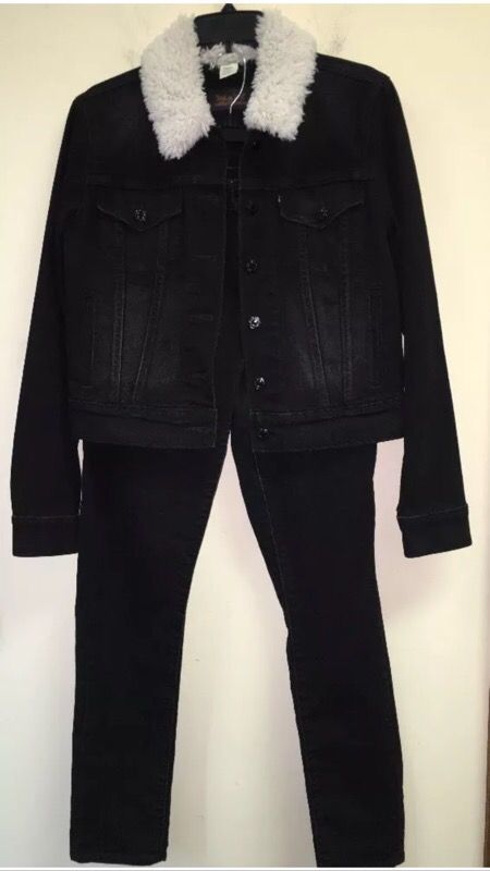 Black Levi's Jean jacket outfit size 31 skinny jeans large jacket women's
