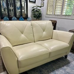 2 High Quality Ivory Leather Loveseats