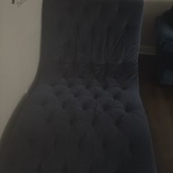 Blue Sectional With A Matching Blue Chaise Chair