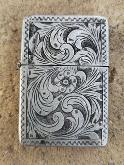 1920's Coin Silver Cigarette Lighter Case Engraved 