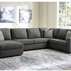 Black Leather Sectional Sofa With Ottoman 