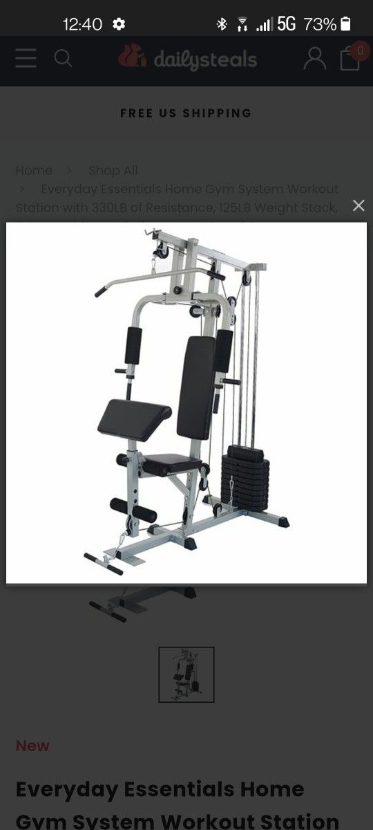 Home Gym System Workout Station with 330LB of Resistance, 125LB Weight Stack, White IMPEX Competitor