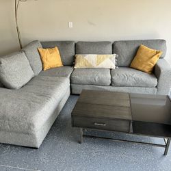 Grey Sectional with Decorative Pillows / SEND BEST OFFER