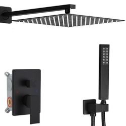 Matte Black Shower Head System Rain Shower Head with Handheld Combo Set