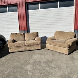 (We Deliver) Beige Loveseat & Chair