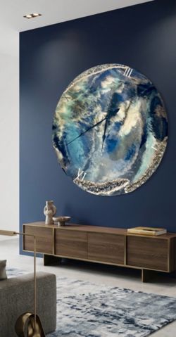 ✨ STUNNING LUXURY STATEMENT ART – 46” XL CUSTOM GEODE CLOCK ✨