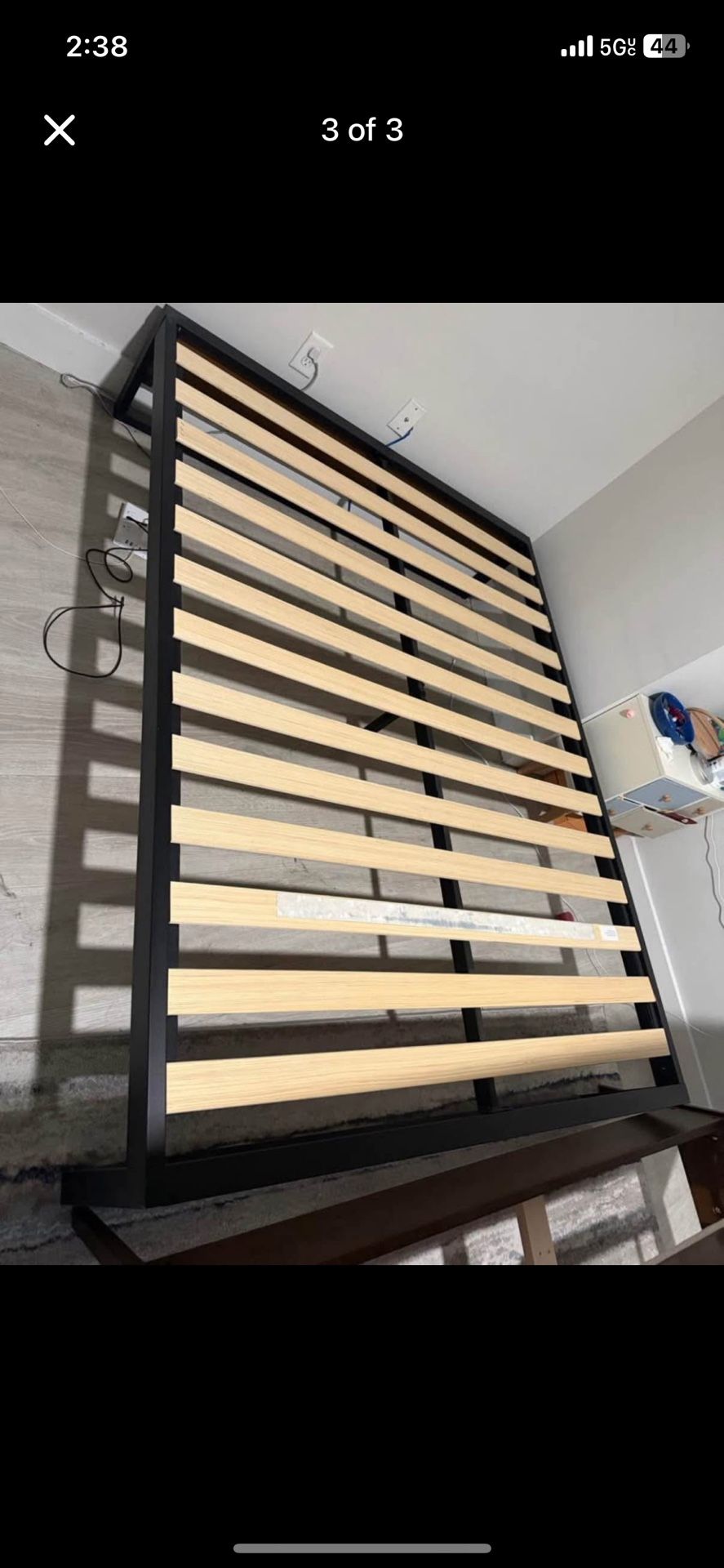 Bed Frame Queen Metal & Wood