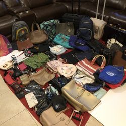 Bag Lot Shoulder, Totes, Backpacks, Handbags, Wallets Travel And More 60 Piece Lot 